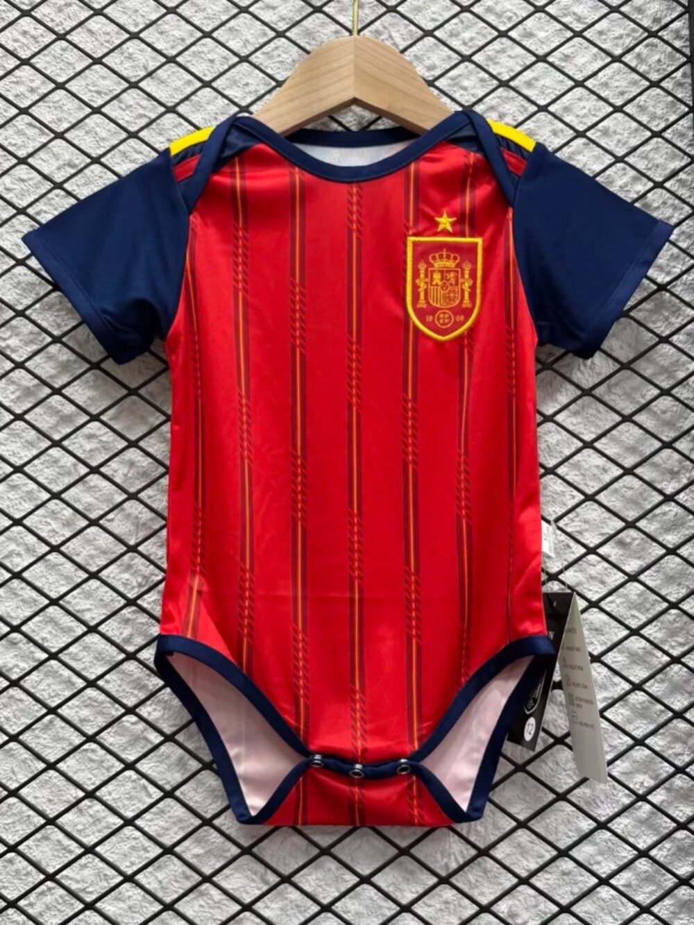 Little Fan Red Soccer Jersey - Spain Inspired Graphic Baby Bodysuit